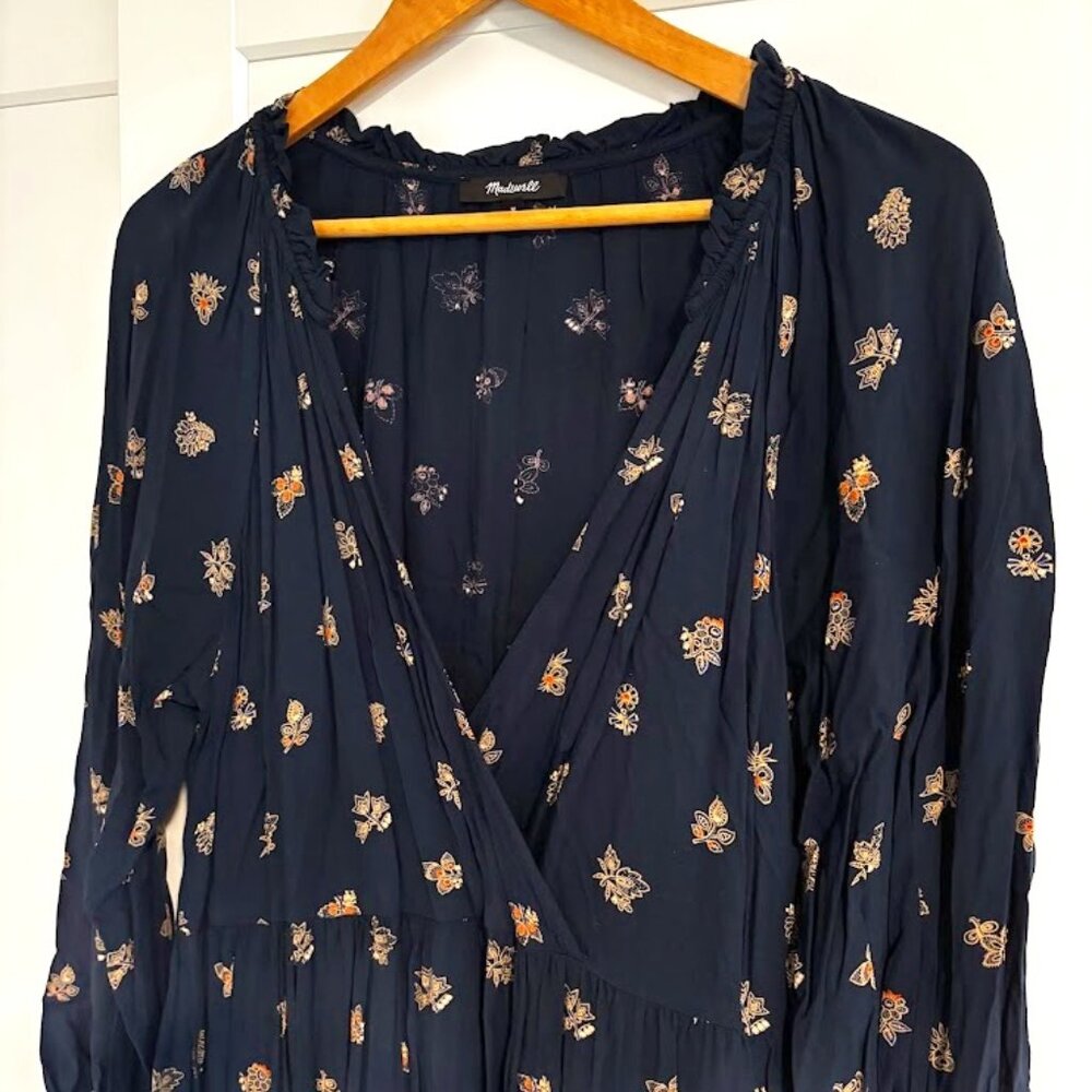 Madewell Challis Long Sleeve Midi Dress